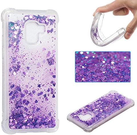 Galaxy A8 Plus(2018) Case - KAIFX Stylish Transparent PC Flowing Bling Glitter Sand Dynamic Quicksand Stars Sparkling Floating Liquid Clear Soft Plastic Cover for Samsung A8plus 2018 (Purple)