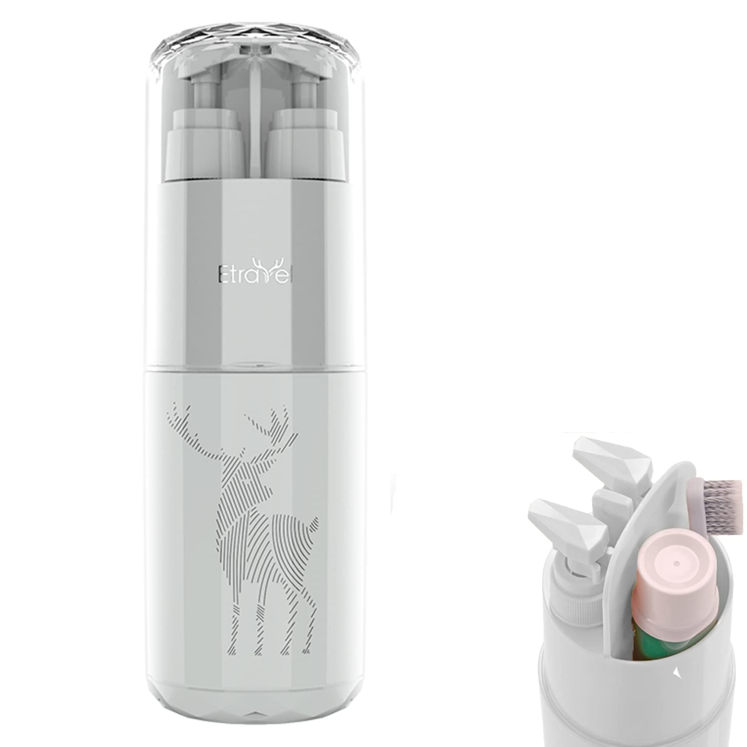 Meiyijia Travel Water Cup Set, Toothbrush Case, Toothbrush Tumbler with 2 x 45 ml Lotion Dispenser, Soap Dispenser, Comb, Mirror, Suitable for Camping Travel, Business Trips, School