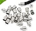 Housweety 200 SilverTone Necklace Cord End Tip Caps W/Loop 10x6mm