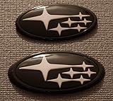 Front & Rear Glossy Badge Emblem For 2011-Up Subaru Impreza Models (White)