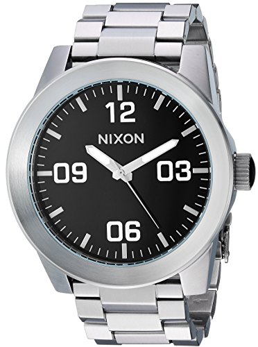 Nixon Men's 'Corporal SS' Quartz Stainless Steel Casual Watch, Color:Black (Model: A346000)