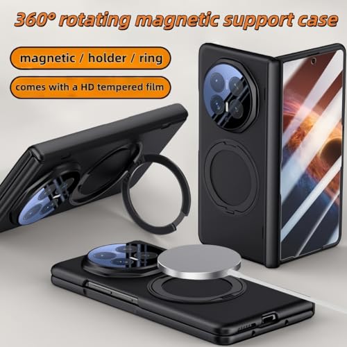 Kequsprk Case for Honor Magic V6 360° Rotating Magnetic Ring Kickstand,Blac | Phone Case for Honor Magic V6 Lightweight, Ultra-Thin with Built-in Screen Protector, Lens and Hinge Protection