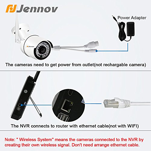 Jennov Security Camera System Wireless, 8 Channel CCTV Wireless Security IP Camera NVR System With 1080P 12" LCD HD Monitor Bullet Wifi Cameras Home Outdoor Day Night Vision Video Surveillance Kit