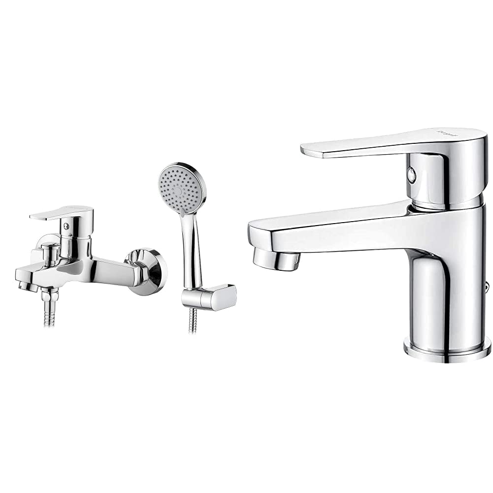 Ibergrif-M13057-Star-Conjunto-de-Grifo-para-Banera-Mezclador-de-Bano-Ducha-Monomando-para-Instalacion-en-Pared-Cromo
