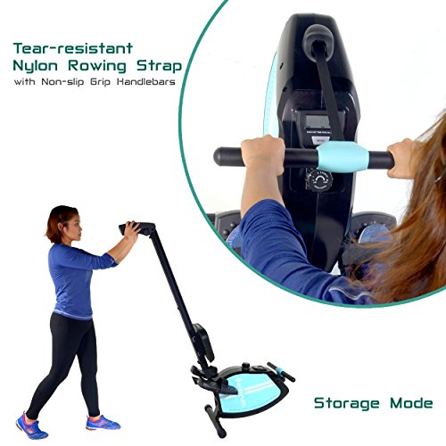 Harvil Magnetic Rowing Machine Rower with 8-Level Tension Resistance System, LCD Monitor and Transport Wheels