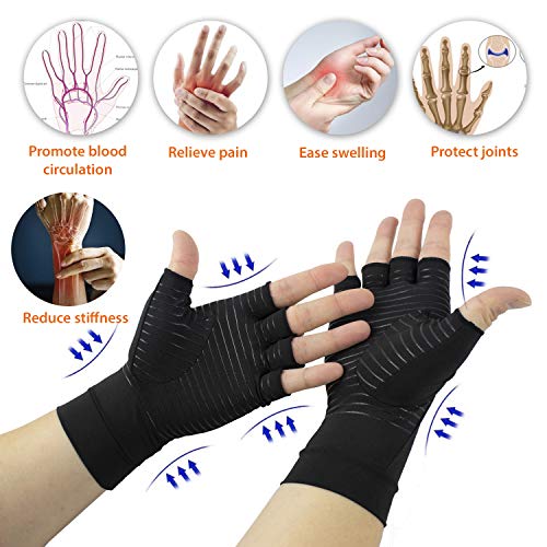 Glalove Copper Fit Compression Gloves, Copper Infused Compression