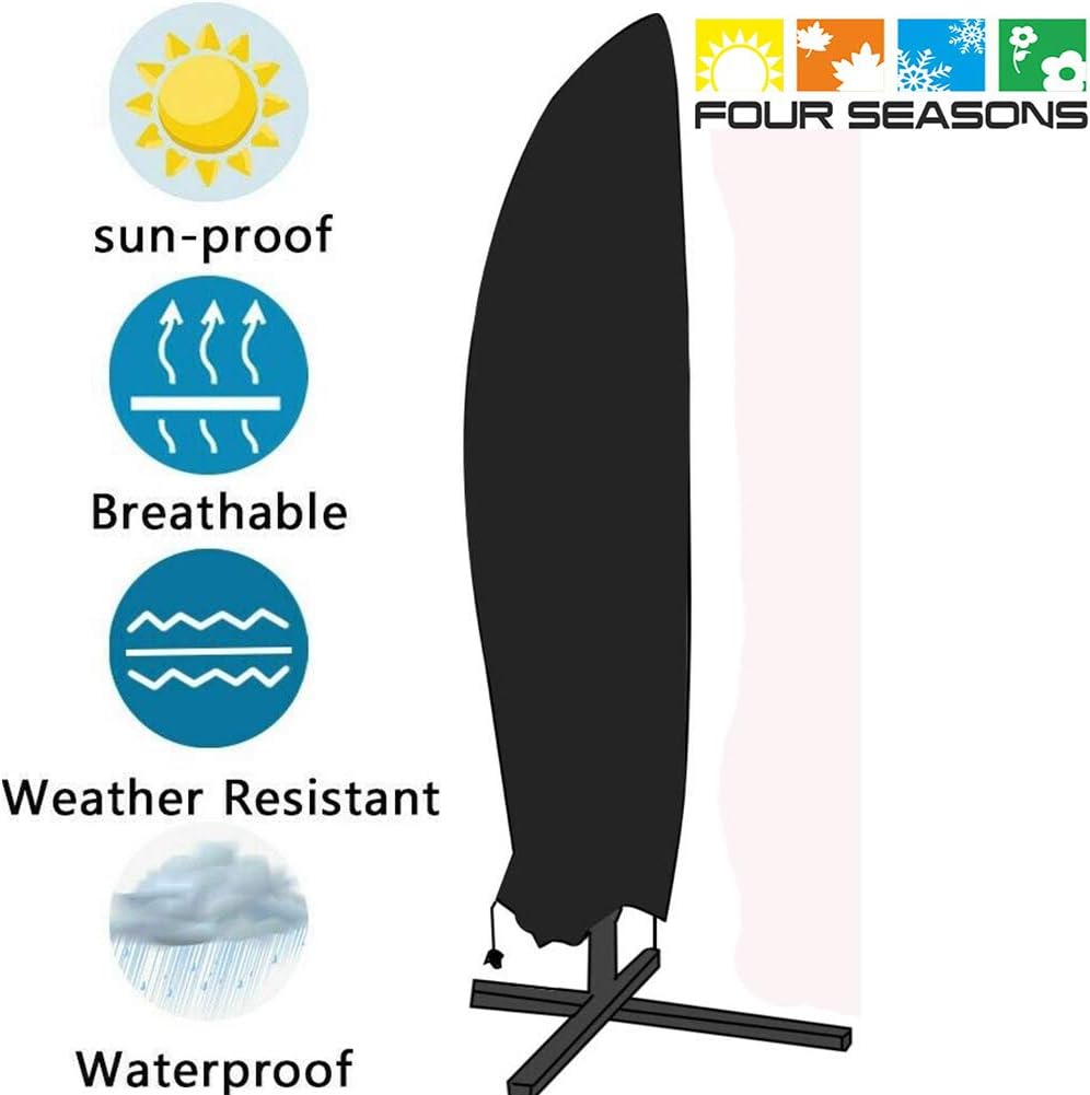 Parasol Umbrella Covers Compatible With 9ft To 11ft 210d Waterproof Durable Outdoor Market Tebaisea Offset Patio Cantilever Umbrella Covers 9 11 Feet Black Patio Lawn Garden Patio Furniture Accessories