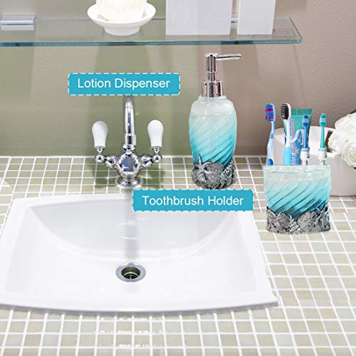 HotSan-bathroom-accessory-Set-5-PCS-Bath-Ensemble-Set-Includes-Soap-Dispenser-Soap-Dish-Tumble-Toothbrush-Holder-Polyresin-Glass-for-Home-Office-Superior-Hotel HotSan bathroom accessory Set, 5 PCS Bath Ensemble Set Includes Soap Dispenser, Soap Dish, Tumble, Toothbrush Holder…