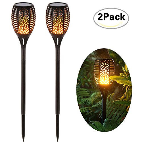 AVEKI 96 LED Solar Flame Torch Light, Solar Lights Dancing Flame Outdoor Waterproof Wireless Flickering Torches Lantern for Garden Patio Driveway Pathway (2 Pack) (2) - Thumbnail 2