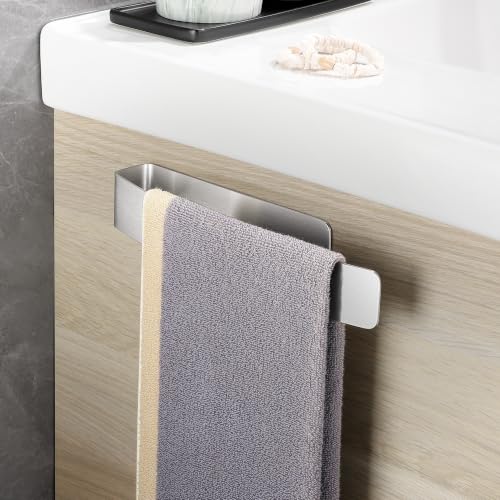 Gsocel 304 Stainless Steel Drill-Free Bathroom Towel Rails, 26 cm, Silver - Multi-Purpose Adhesive Towel Rail for Kitchen and Bedroom, Drill-Free Towel Rail