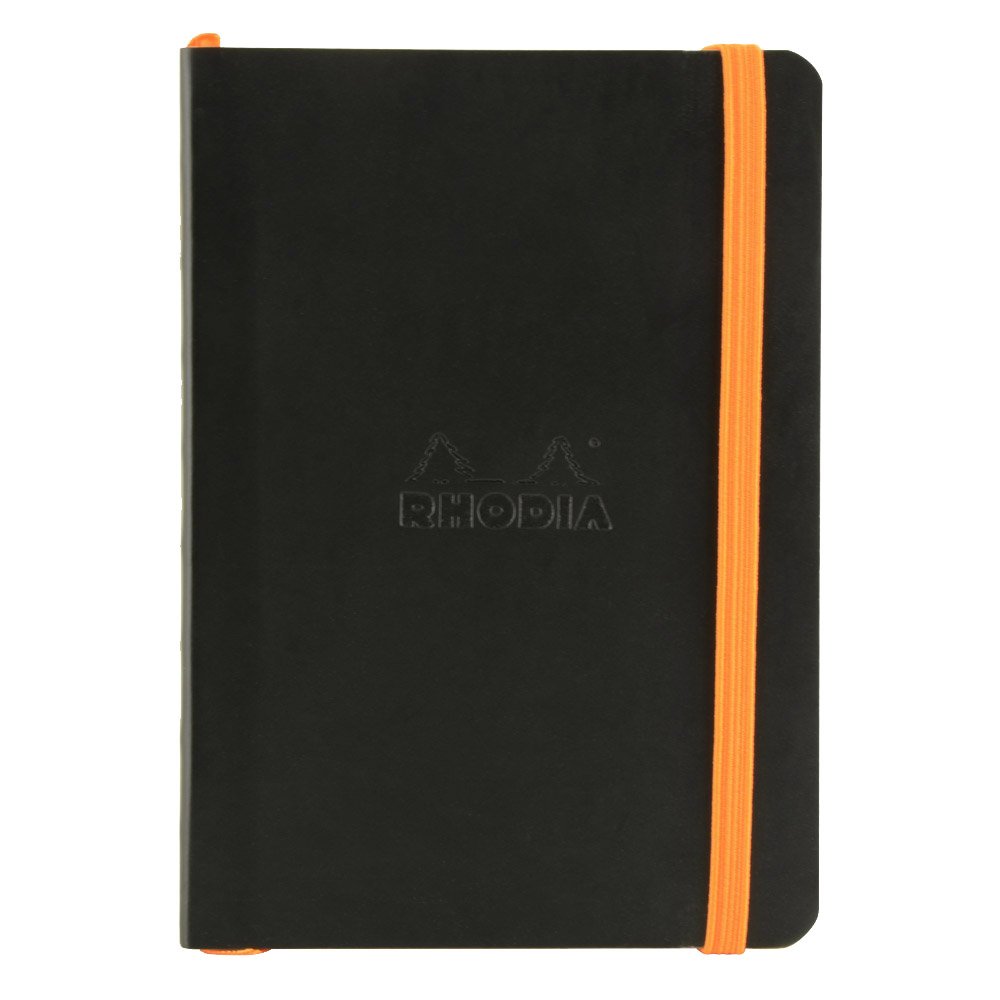 RHODIA 117352C - Black Flexible Notebook - A6 - Dotted Dot - 144 pages - Ivory Clairefontaine Paper 90 g/m - Bookmark, Elastic Closure - Faux Leather Cover - Rhodiarama Collection โ image 1