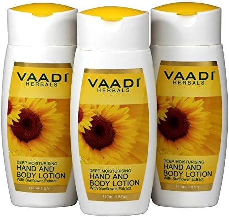 Vaadi Herbals Hand and Body Lotion with Sunflower Extract, 110ml x 3
