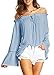 Relipop Women's Backless Off Shoulder Tops Long Sleeve Shirt Strapless Blouses (Medium, Blue)