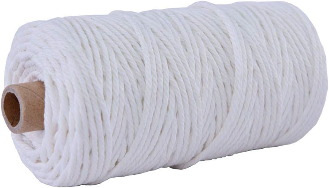 Vivianbuy White 3mm/4mm Dia 328ft Macrame Cotton Cord Twist Macrame String Soft Macrame Rope for Handmade Plant Hanger Craft Making and DIY Projects