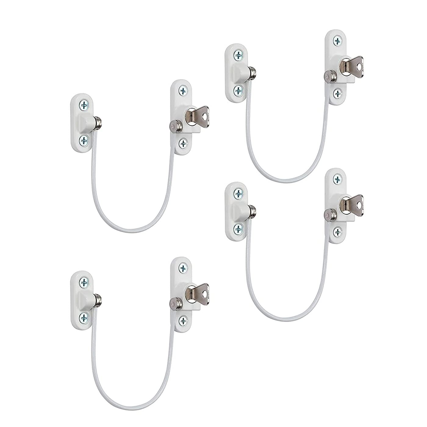 Hsthe Sea 4 Pieces Child Window Limit Locks UPVC Baby Safety Window Locks with Screw Key for Baby, Child Safety, Window Locks, Door Locks for Home, Public School and Commercial