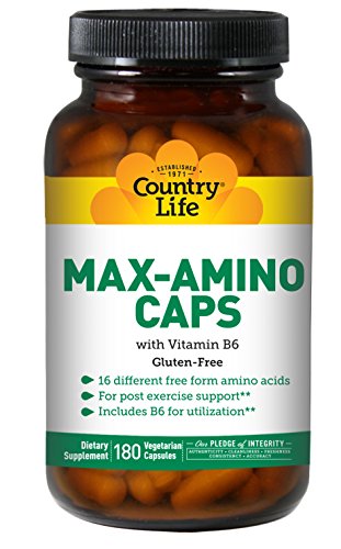 Country Life - Max-Amino with Vitamin B-6 (Blend of 18 Amino Acids) - 180 Vegetarian Capsules