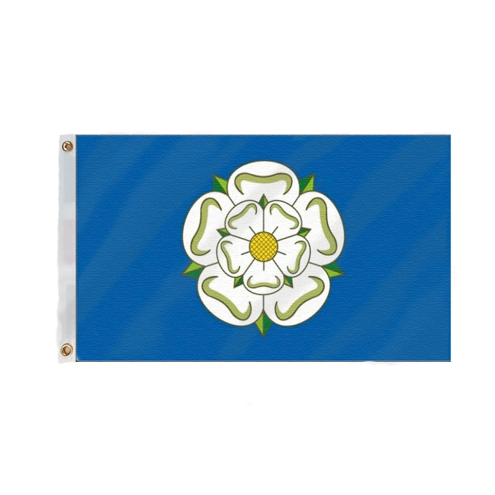 Flagmax Yorkshire Flag 5ft x 3ft (150cm x 90cm) - Durable British Flags with Eyelets Featuring the White Rose of Yorkshire Flag Design for Indoor and Outdoor Display