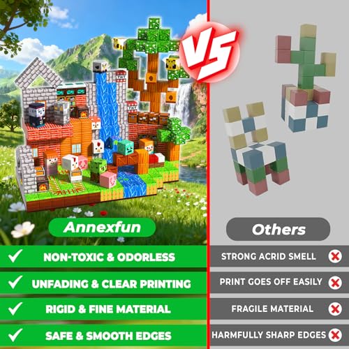 Annexfun 300 PCS Magnetic Blocks - Magnetic Building Blocks, Stacking Magnets for Kids, Sensory Toy for STEM Montessori Sensory Toys for Kids 3+ Boys and Girls Easter Christmas Birthday Gifts