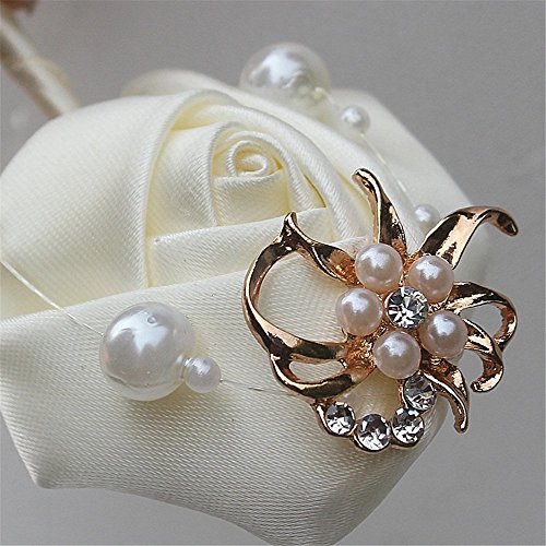 S_SSOY Boutonniere Bridegroom Groom Men's Boutonniere Groomsmen Boutineer Pin Corsage Flower for Wedding Homecoming Prom Suit Decor 1 Pcs - Thumbnail 2