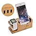 Apple Watch Stand, WOYYLBP Usb Charging Station With 3 USB Ports 3.0 Hub for all Android Smartphone and iphone, iWatch, iPhone 7/7plus/6 Plus/6/iPad Mini/iPod (Bamboo Wood)