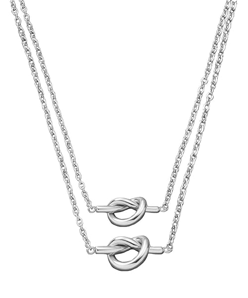 Tivleed Friendship Necklace for Two Best Friends, 2-Piece Set with Card, Steel Grey