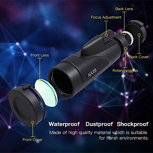 HD Monocular Telescope,Evershop Waterproof Phone Telephoto Lens with Low Night Vision with Phone Adapter and Tripod for Hunting/Camping/Travel