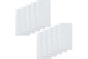 A6 Binder Pockets with No Zipper, Koqye Blue 10 Pcs Plastic Zipless Budget Envelopes, Two Pockets Frosted Cash Envelopes Money Bag for Budgeting, Cash Stuffing (Clear Frosted-2set)