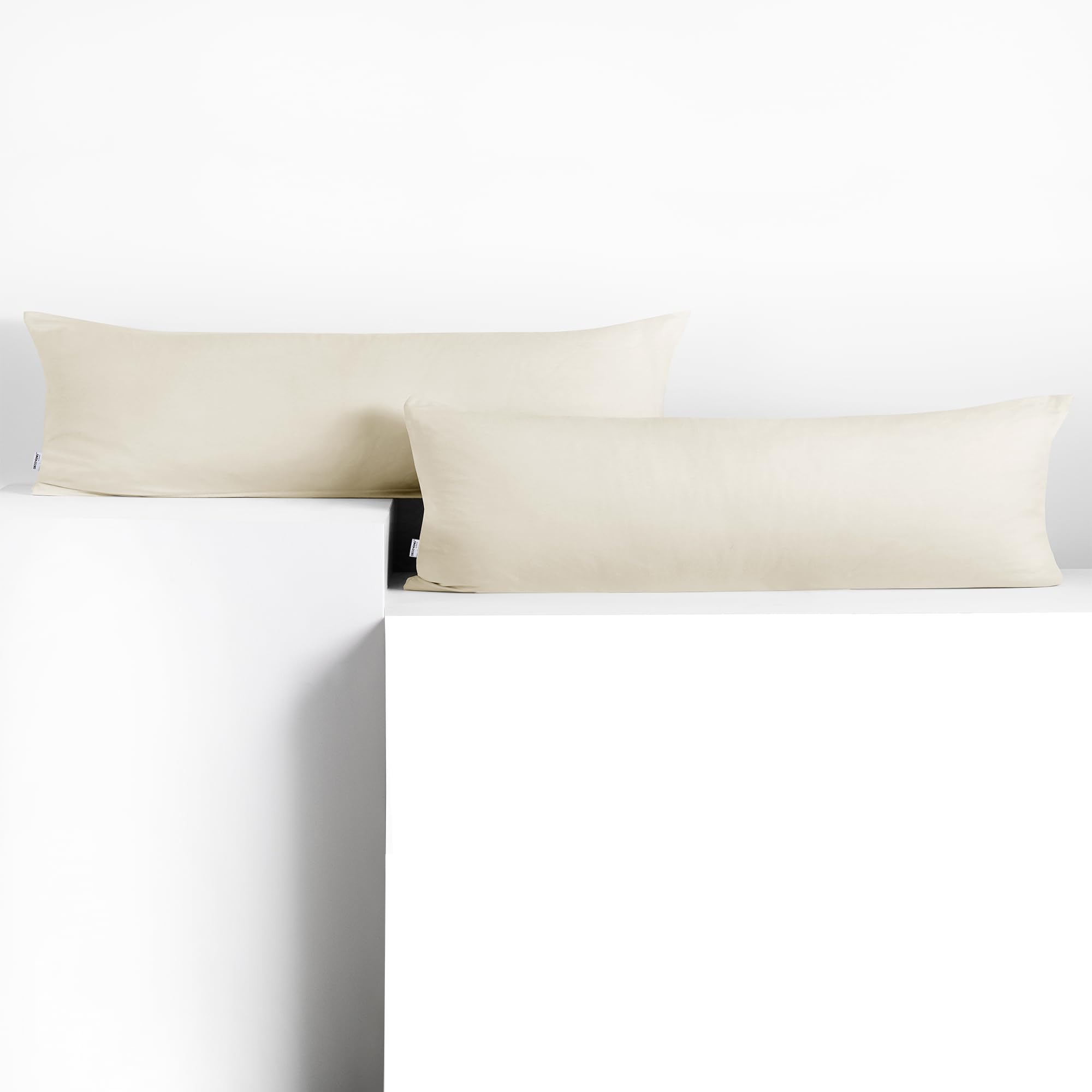 DecoKing 2 Pillowcases 40 x 145 cm Jersey 100% Combed Cotton Zip Ecru Amber