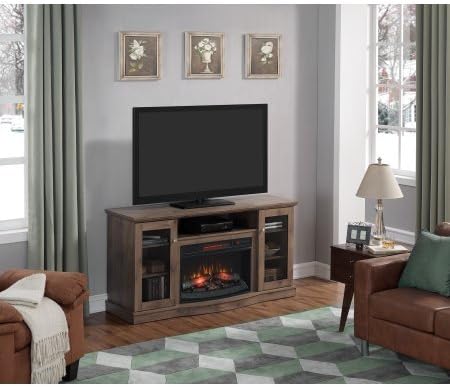 TV Stand for TVs up to 65" with Infrared Quartz Fireplace (Spanish Gray)