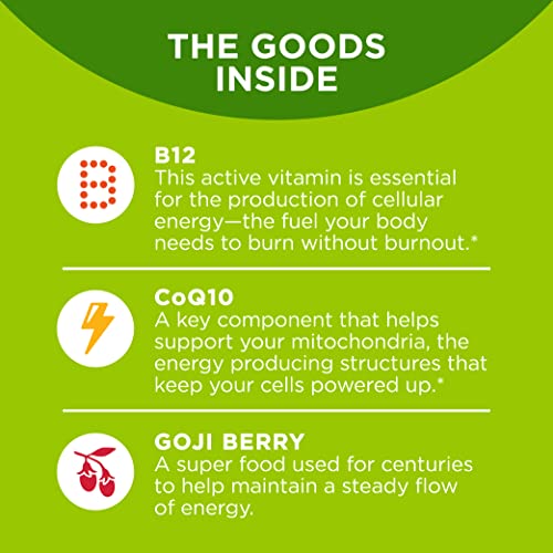 OLLY Daily Energy Gummy, Caffeine Free, Vitamin B12, CoQ10, Goji Berry