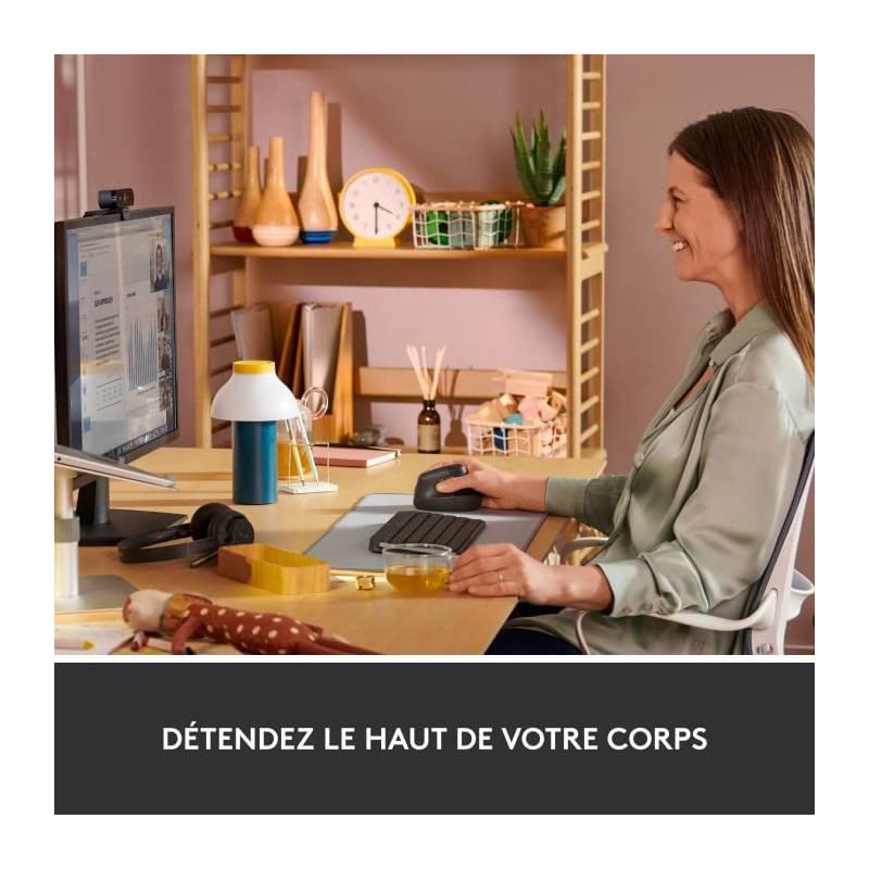 Logitech Lift Vertikale Ergonomische Maus, Kabellos, Bluetooth oder Logi Bolt USB-Empfänger, Leise Klicks, 4 Tasten, Kompatibel mit Windows/macOS/iPadOS, Laptop, PC - Grau thumbnail 2