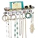 mDesign Steel Wall Mount Organizer Hanger Rack Holder, 8 Hooks/Storage Basket for Bedroom, Hall, Coat Closet - Holds Belts, Ties, Watches, Sunglasses, Wallets - Concerto Collection - Bronze