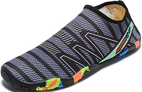 Mens Womens Water Shoes Quick Dry Barefoot for Yoga Swim Diving Surf Aqua Sports Pool Beach (Dark Grey 39)