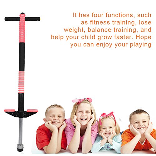 Liusin Pogo Stick for Kids Anti-Slip Safe Spring Jackhammer Jump Stick Weight 44 to 80 Lbs Children with Rubber Bottom for Boys Girls Balance Training (Red)