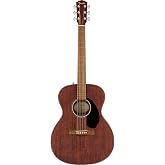 Fender CC-60S All-Mahogany Concert Acoustic Guitar, Natural | Beginner acoustic guitar, all-mahogany body, warm tone, concert size, easy playability, great for adults, under $200