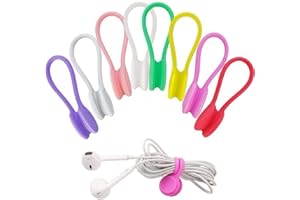 6Pcs Magnetic Cable Organizer - Silicone Cord Holder, Self-Adhesive Cable Winder for Phone Chargers, Headphones (Pink)
