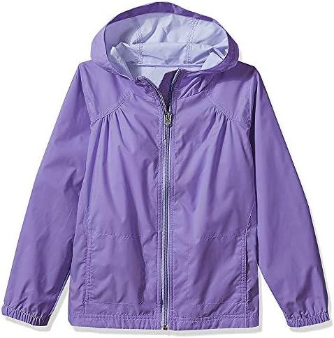 Girls' Kids Switchback Rain Jacket Lightweight Waterproof Windproof Front Zip Hoodie Coat Outwear