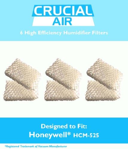 Crucial Air Filter Replacement Parts Compatible With Honeywell Part # AC-813, D13-C, D-13 - Fits Honeywell HCM-525 Humidifier Wick Filters - Simple Easy Use For Home - (6 Pack)