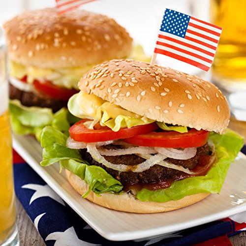 American Flag picks, 100 counts Toothpick Flags for Party Decorations, School Events, Independence Day,Cupcake Toppers Picks Decoration (US Flag Picks)