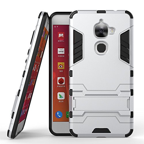 LeEco Le 2 Cover DWaybox 2 in 1 Hybrid Heavy Duty Armor Hard Back Case Cover with kickstand for LeTV LeEco Le 2 X620 / LeEco Le 2 Pro (Silver)