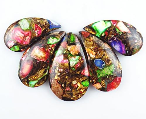 JCGJ Sea Sediment Jasper, Rainbow Healing Gold Copper Bornite Stone Pendants for Jewelry Making