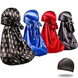 4PCS Silky Durags for Men 360 Waves, Designer Do