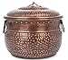 BIRDROCK HOME Water Hose Holder with Lid | Ground Garden Hose Pot | Decorative | Handle | Embossed | Steel Metal with Copper Accents | Outdoor or Indoor Use