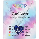 Temperature Sensing Color Changing Pendant 12 Constellation Zodiac Necklace Astrology Horoscope with Message Card for Women Birthday Gifts
