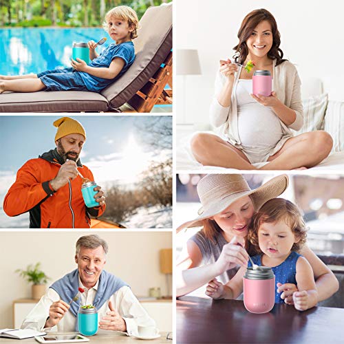 Insulated Food Jar WayEee Vacuum Bento Box Lunch Containers 16 oz for Kids Adults, Stainless