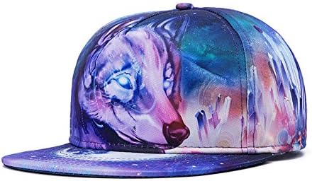 Sunlitro Unisex 3D Printing Flat Bill Baseball Cap Snapback Hip Hop Hat (Wolf 031)