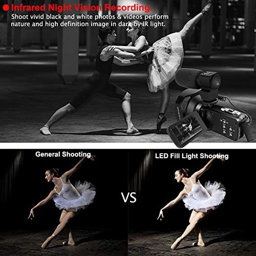 Digital camcorder with an external microphone.