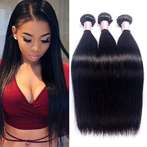 Urqueen Brazilian Hair Straight 3 Bundles 14 16 18 Inch Human Hair Weaves 100% 9A Unprocessed Virgin Hair Bundles For Women