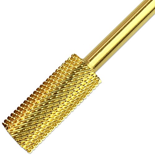 Pana 3/32" Safety Nail Carbide Bit - Gold Small Barrel Head (Grit: Fine - F) for Electric Dremel Drill Machine