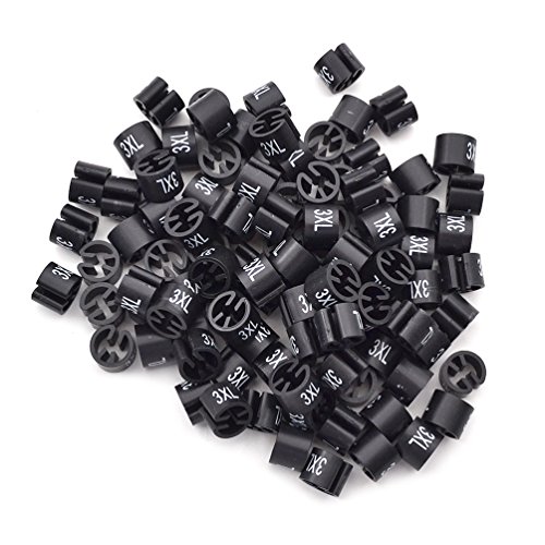 Black Garment Hanger White Print Coat Sizer PS Size Marker Letter Tags 100 Pcs